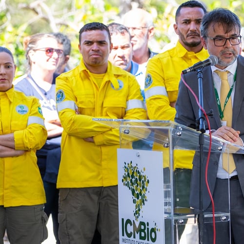 Novo presidente do ICMBio, Mauro Pires, durante discurso em sua posse (Foto: Fabio Rodrigues-Pozzebom/ Agência Brasil)